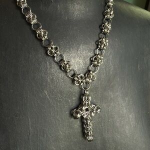 Silver Chainmail Celtic Cross Necklace cross necklace pendant chainmaille